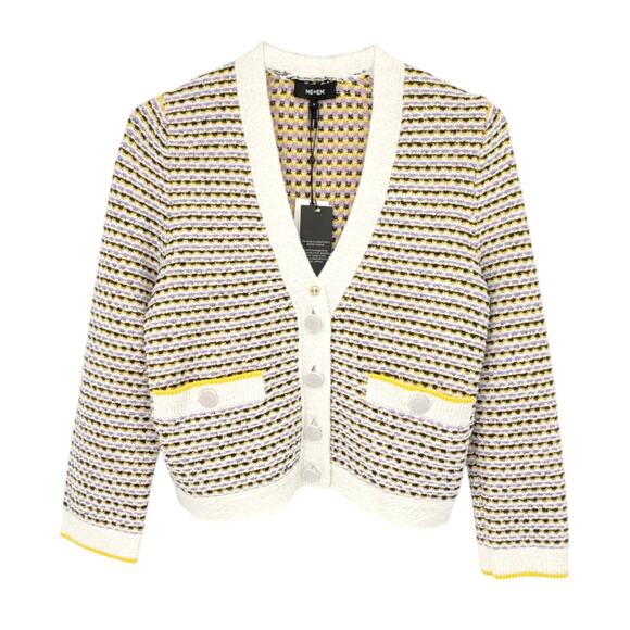 ME+EM Summer Jacquard 3/4 Sleeve Jacket in Cream Multi S - Picture 3 of 10